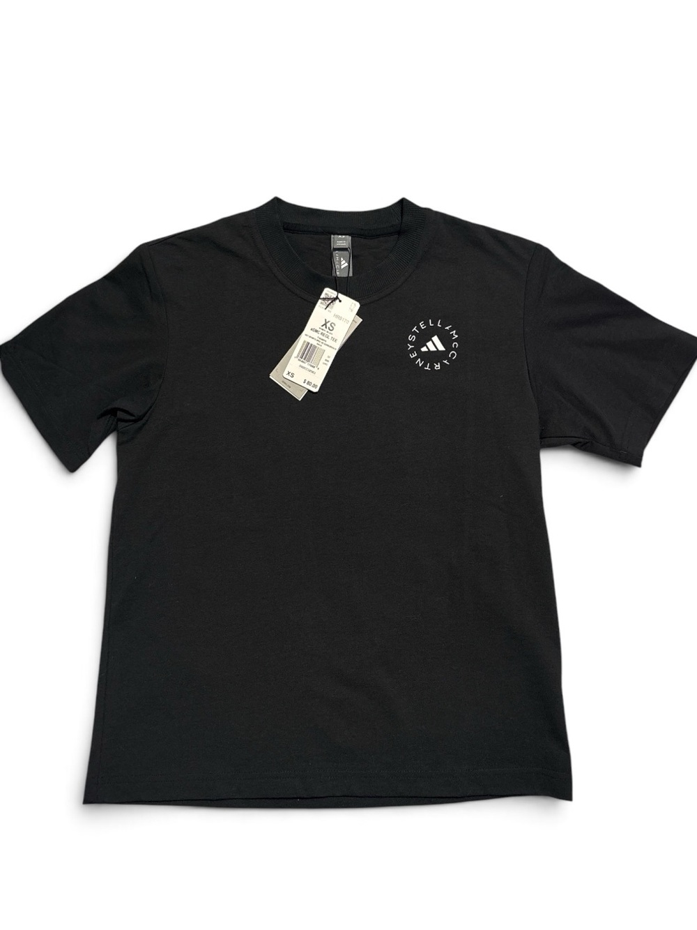 Adidas x Stella McCartney Womens Logo Black  T-Shirt  HR9170  Sz X-Small